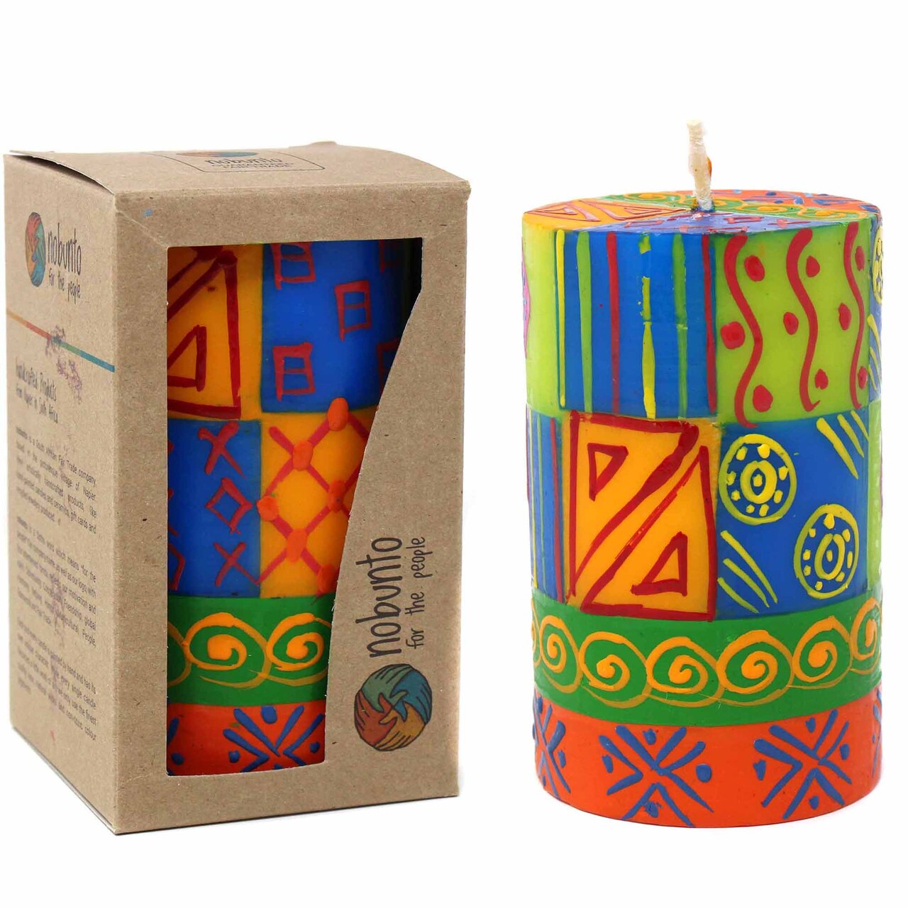 Hand Painted Pillar Candle Home Decor Accent Gift Unscented 4x2 Inches